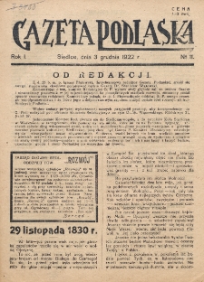 Gazeta Podlaska. R. 1 (1922), nr 11 (3 grudnia)