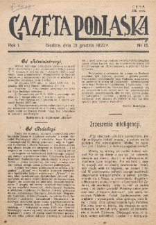 Gazeta Podlaska. R. 1 (1922), nr 15 (31 grudnia)