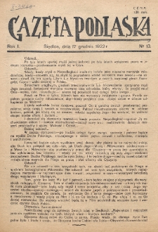 Gazeta Podlaska. R. 1 (1922), nr 13 (17 grudnia)