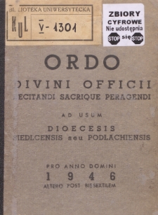 Ordo Divini Officii Recitandi Sacrique Peragendi ad Usum Dioecesis Siedlcensis seu Podlachiensis pro Anno Domini 1946
