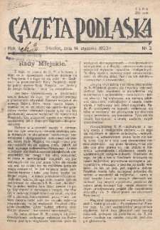 Gazeta Podlaska. R. 2 (1923), nr 2 (14 stycznia)