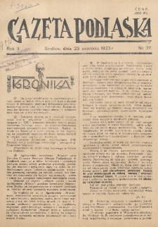 Gazeta Podlaska. R. 2 (1923), nr 37 (23 września)
