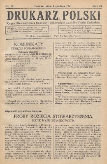 Drukarz Polski : organ Stowarzyszenia Drukarzy i Pokrewnych Zawodów Polski Zachodniej. R. 3, nr 12 (1927)