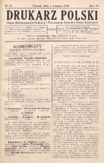 Drukarz Polski : organ Stowarzyszenia Drukarzy i Pokrewnych Zawodów Polski Zachodniej. R. 4, nr 8 (1928)