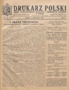 Drukarz Polski : organ Stowarzyszenia Drukarzy i Pokrewnych Zawodów Polski Zachodniej. R. 5, nr 10 (1929)