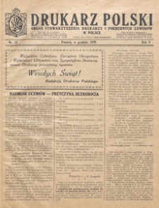 Drukarz Polski : organ Stowarzyszenia Drukarzy i Pokrewnych Zawodów Polski Zachodniej. R. 5, nr 12 (1929)