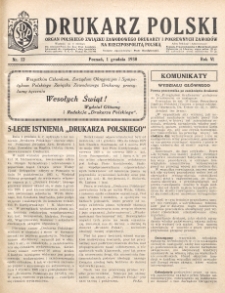 Drukarz Polski : organ Stowarzyszenia Drukarzy i Pokrewnych Zawodów Polski Zachodniej. R. 6, nr 12 (1930)