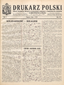 Drukarz Polski : organ Stowarzyszenia Drukarzy i Pokrewnych Zawodów Polski Zachodniej. R. 9, nr 7 (1933)