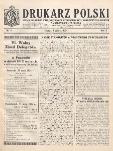 Drukarz Polski : organ Stowarzyszenia Drukarzy i Pokrewnych Zawodów Polski Zachodniej. R. 10, nr 4 (1934)