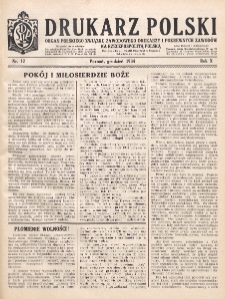 Drukarz Polski : organ Stowarzyszenia Drukarzy i Pokrewnych Zawodów Polski Zachodniej. R. 10, nr 12 (1934)