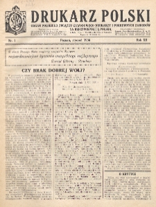 Drukarz Polski : organ Stowarzyszenia Drukarzy i Pokrewnych Zawodów Polski Zachodniej. R. 12, nr 1 (1936)