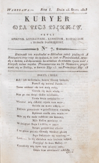 Kuryer dla Płci Piękney czyli Dziennik Literaturze, Kunsztom, Nowościom i Modom Poświęcony. R. 1 , t. 1, nr 7 (15 stycznia 1823)