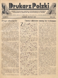 Drukarz Polski : organ Stowarzyszenia Drukarzy i Pokrewnych Zawodów Polski Zachodniej. R. 13, nr 8 (1937)