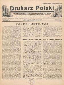 Drukarz Polski : organ Stowarzyszenia Drukarzy i Pokrewnych Zawodów Polski Zachodniej. R. 14, nr 1/2 (1938)