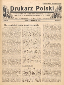 Drukarz Polski : organ Stowarzyszenia Drukarzy i Pokrewnych Zawodów Polski Zachodniej. R. 14, nr 4 (1938)