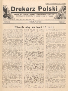 Drukarz Polski : organ Stowarzyszenia Drukarzy i Pokrewnych Zawodów Polski Zachodniej. R. 14 , nr 5 (1938)