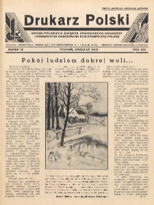 Drukarz Polski : organ Stowarzyszenia Drukarzy i Pokrewnych Zawodów Polski Zachodniej. R. 14, nr 12 (1938)
