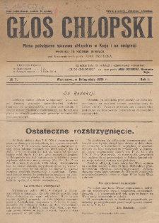 Głos Chłopski : naczelny organ Chłopskiego Stronnictwa Radykalnego. R. 1, nr 7 (1926)