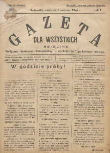 Gazeta dla Wszystkich : miesięcznik polityczno-społeczno-ekonomiczny. R. 1, nr 2 (5 kwietnia 1925)