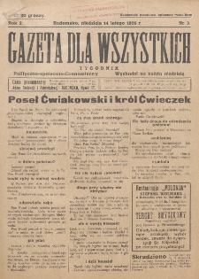 Gazeta dla Wszystkich : miesięcznik polityczno-społeczno-ekonomiczny. R. 2, nr 3 (14 lutego 1926)