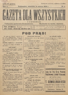 Gazeta dla Wszystkich : miesięcznik polityczno-społeczno-ekonomiczny. R. 2, nr 4 (14 marca 1926)