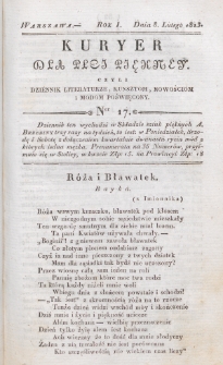 Kuryer dla Płci Piękney czyli Dziennik Literaturze, Kunsztom, Nowościom i Modom Poświęcony. R. 1 , t. 1, nr 17 (8 lutego 1823)