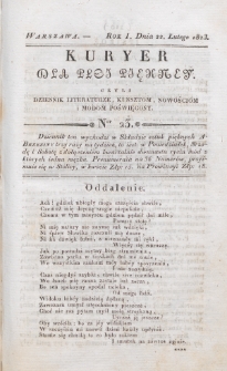 Kuryer dla Płci Piękney czyli Dziennik Literaturze, Kunsztom, Nowościom i Modom Poświęcony. R. 1 , t. 1, nr 23 (22 lutego 1823)