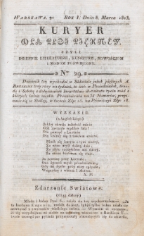 Kuryer dla Płci Piękney czyli Dziennik Literaturze, Kunsztom, Nowościom i Modom Poświęcony. R. 1 , t. 1, nr 29 (8 marca 1823)