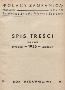 R. 6 (1935), Spis treści za rok 1935 styczeń-grudzień