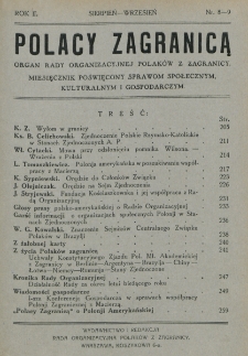 Polacy Zagranicą : organ Rady Organizacyjnej Polaków z Zagranicy : miesięcznik poświęcony sprawom społecznym, kulturalnym i gospodarczym. R. 2, nr 8/9 (1931)