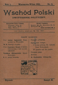 Wsch&oacute;d Polski : dwutygodnik polityczny. R. 1, nr 2 (1920)