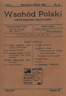 Wschód Polski : dwutygodnik polityczny. R. 1, nr 2 (1920)