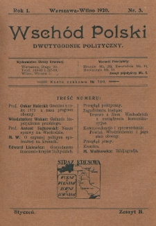 Wschód Polski : dwutygodnik polityczny. R. 1, nr 3 (1920)