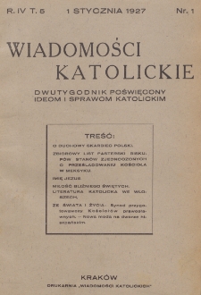 Wiadomości Katolickie. R. 4, nr 1 (1927)