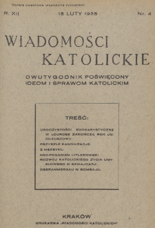 Wiadomości Katolickie. R. 12, nr 4 (1935)