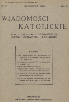 Wiadomości Katolickie. R. 12, nr 6 (1935)