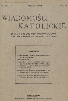 Wiadomości Katolickie. R. 12, nr 9 (1935)