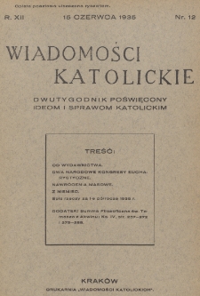 Wiadomości Katolickie. R. 12, nr 12 (1935)