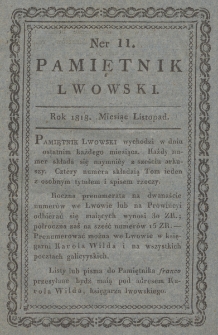 Pamiętnik Lwowski. 1818, Listopad