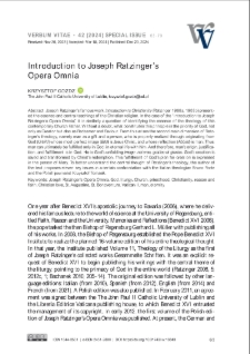 Introduction to Joseph Ratzinger&rsquo;s Opera Omnia