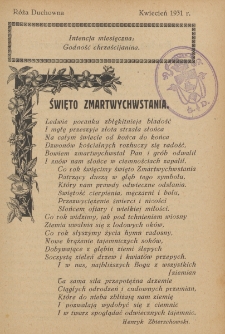 R&oacute;ża Duchowna : czasopismo miesięczne, poświęcone czci N. P. Maryi Kr&oacute;lowej R&oacute;żańca św. Rok 30 (kwiecień 1931)