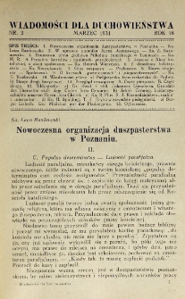 Wiadomości dla Duchowieństwa : organ Związku Kapłan&oacute;w "Unitas". Rok 18, nr 3 (1931)