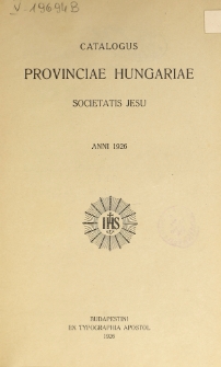 Catalogus Provinciae Hungariae Societatis Jesu 1926