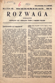 Rozwaga. R. 9, nr 1/2 (1924)