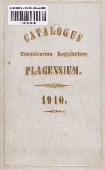 Catalogus Canonicorum Regularium Plagensium.