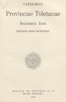 Catalogus Provinciae Toletanae Societatis Jesu Ineunte Anno 1934