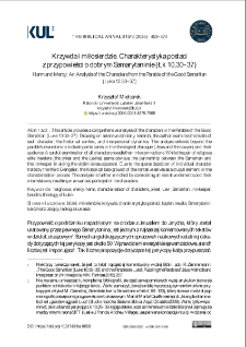 Krzywda i miłosierdzie . Charakterystyka postaci z przypowieści o dobrym Samarytaninie (Łk 10,30&ndash;37)