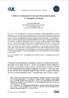 The Rich in the "Epistle of Enoch" and the Epistle of James: A Comparative Analysis