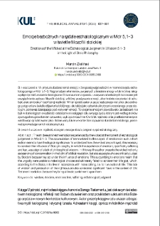 Emocje bezbożnych na sądzie eschatologicznym w Mdr 5,1&ndash;3 w świetle filozofii stoickiej