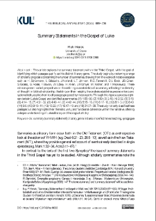 Summary Statements in the Gospel of Luke
